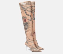 X Jean Paul Gaultier Overknee-Stiefel Tattoo aus Leder