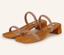 Mules IRWIN mit Schmucksteinen - COGNAC
