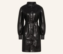 Hemdblusenkleid in Lederoptik