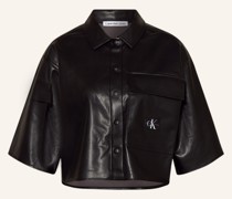 Cropped-Overjacket in Lederoptik