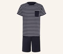 Shorty-Schlafanzug COTTON NAUTICAL STRIPE mit