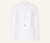Leinenblazer im Materialmix