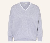 Pullover mit 3/4-Arm und Glitzergarn