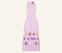 Leinenkleid mit Cut-outs und Stickereien