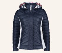 Steppjacke im Materialmix mit abnembarer Kapuze