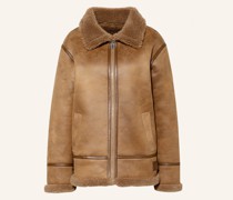 Lederjacke mit Teddyfell