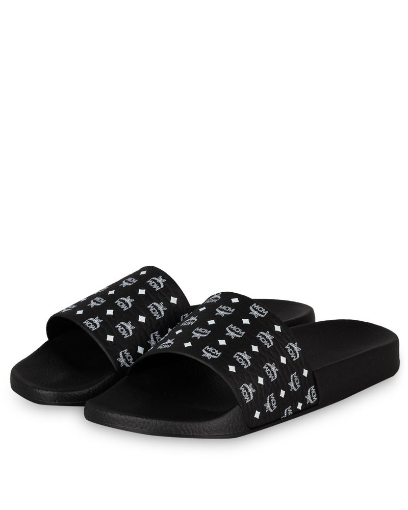 mcm women's visetos patch slide sandals