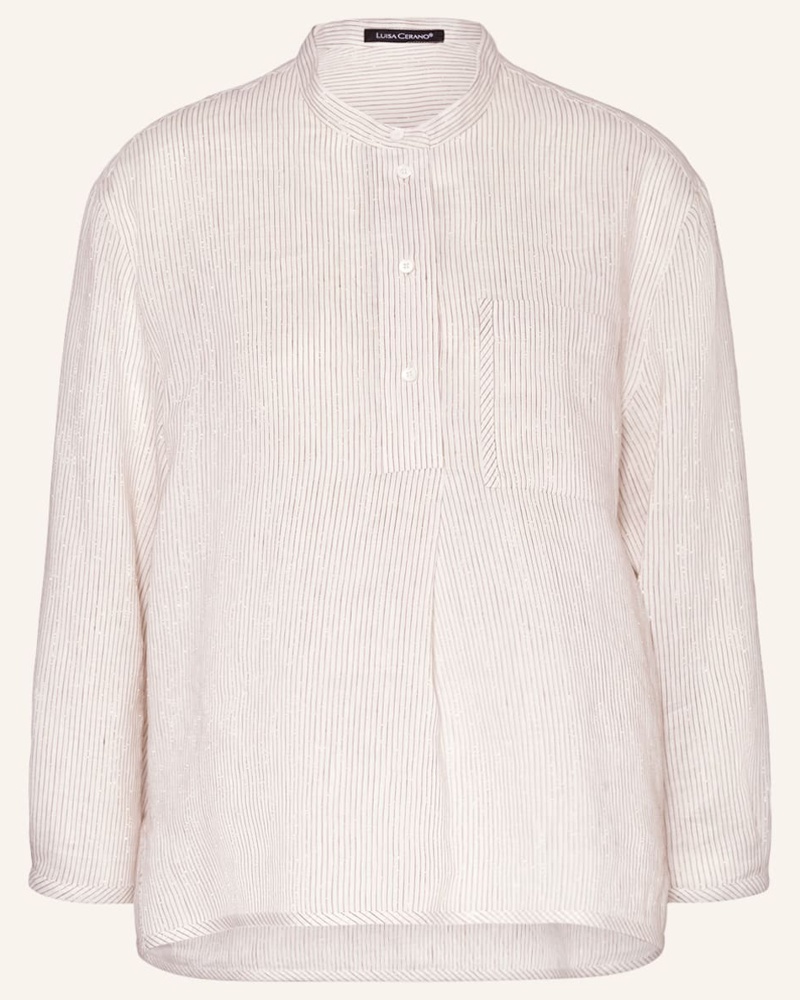 Luisa Cerano Damen Leinenbluse mit Glanzgarn