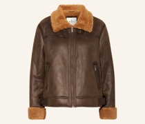 Jacke in Lederoptik mit Teddyfell