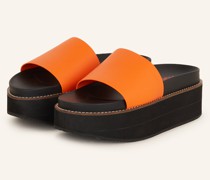 Plateau-Pantoletten LISA - SCHWARZ/ ORANGE