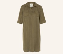 Kleid im Materialmix mit 3/4-Arm