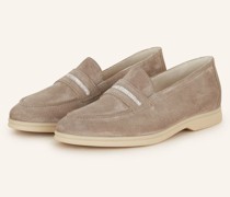 Slipper mit Schmucksteinen - HELLGRAU
