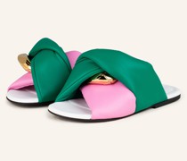 Pantoletten FLAT TWIST - ROSA/ GRÜN
