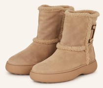 Plateau-Boots mit Echtfell - BEIGE