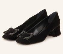 Pumps mit Schmucksteinen - SCHWARZ