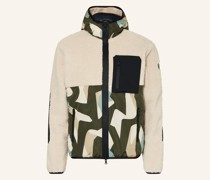 Teddyfell-Jacke im Materialmix