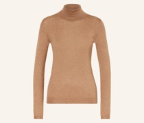 Rollkragenpullover mit Cashmere und Glitzergarn