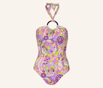 Neckholder-Badeanzug RAINBOW FLOWERS