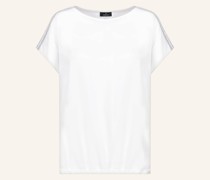 Blusenshirt im Materialmix mit Schmucksteinen
