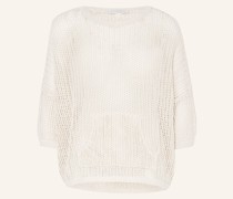 Oversized-Pullover mit 3/4-Arm und Leinen
