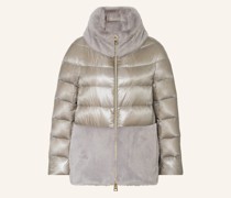 Daunenjacke mit Kunstpelz