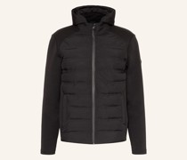 Steppjacke im Materialmix mit abnehmbarer Kapuze