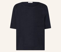 Blusenshirt im Materialmix mit Leinen