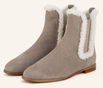 Chelsea-Boots mit Echtfell - TAUPE