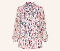 Hemdbluse PIA im Materialmix mit 3/4-Arm