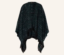 Tweed-Cape mit Glitzergarn