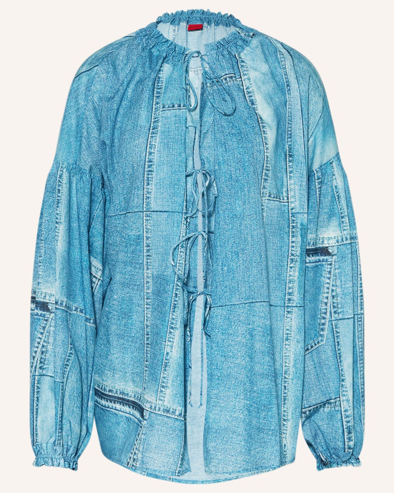 HUGO BOSS Damen Oversized-Blusenshirt EMMALINE in Jeansoptik