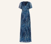 Abendkleid mit Plissees und Glitzergarn