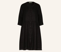 Hemdblusenkleid aus Leinen mit 3/4-Arm