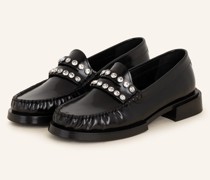 Loafer mit Schmucksteinen - SCHWARZ