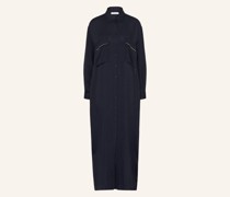 Hemdblusenkleid mit Perlen und Seide