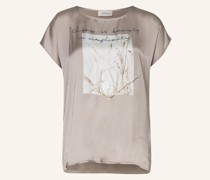 T-Shirt im Materialmix mit Schmucksteinbesatz