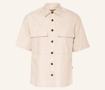 Kurzarm-Hemd Slim Fit mit Leinen