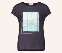 T-Shirt im Materialmix mit Schmucksteinen