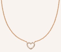 Halskette HERZ aus 14 Karat Roségold und Diamanten