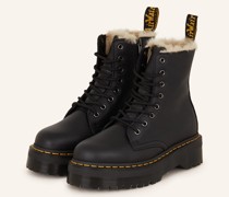 Schnürboots JADON mit Kunstfell - SCHWARZ