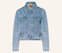 Jeansjacke mit Stickereien