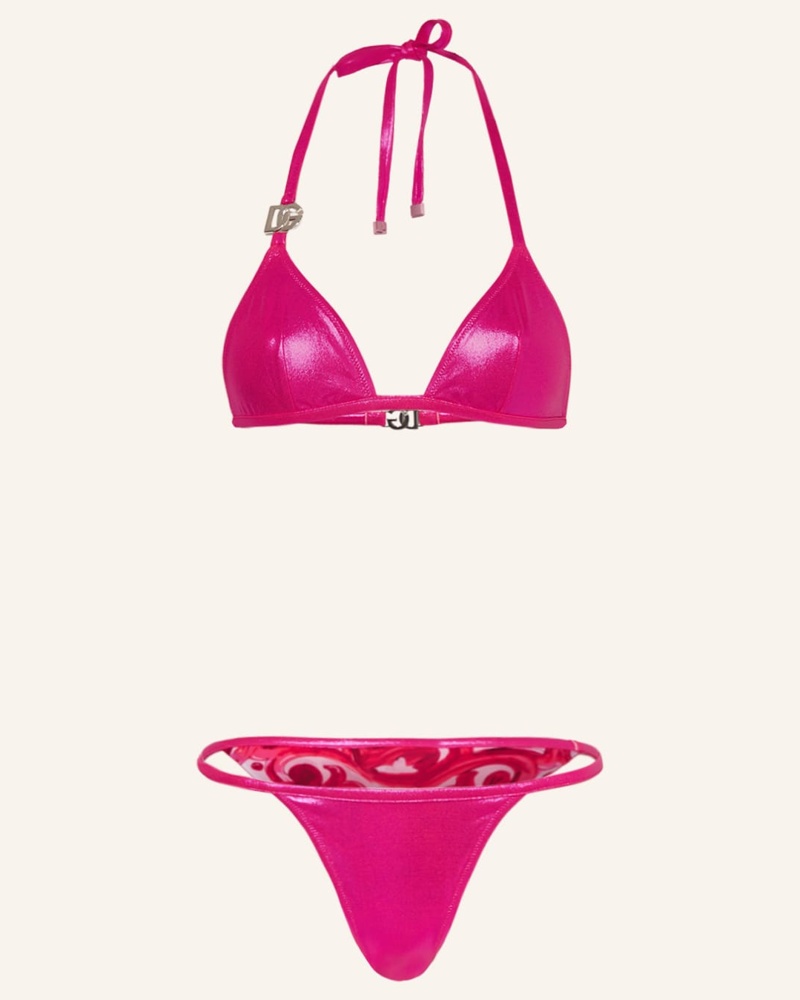 Dolce & Gabbana Sport-bh Mit Logo-streifen In Fuchsia