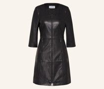 Kleid in Lederoptik mit 3/4-Arm