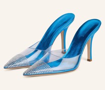 Mules mit Schmucksteinen - NEONBLAU