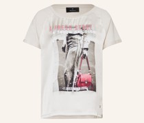 T-Shirt im Materialmix