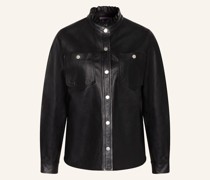 Leder-Overshirt CLARA mit Rüschen