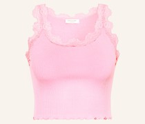 Cropped-Top aus Seide mit Spitze