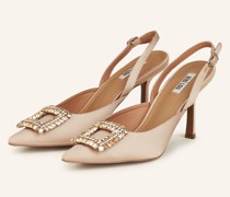 Slingpumps mit Schmucksteinen - NUDE