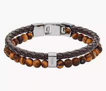 Armband Tiger's Eye and Brown Leather Bracelet -