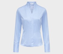 Moderne Kelchkragenbluse aus Baumwolle Slim Fit Hellblau